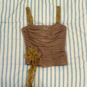 Beautiful tan tank BCBG MaxAzria lace straps zipper back